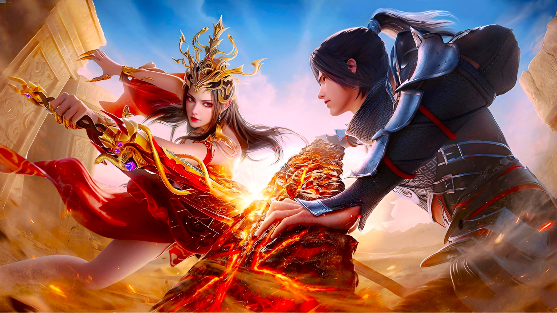 Расколотая битвой синева небес